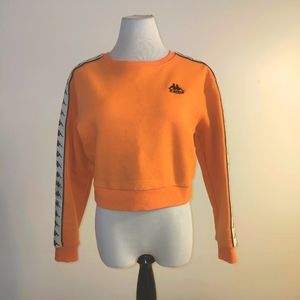NWT KAPPA Slim Fit Cropped Sweatshirt with Logo Striped Sleeves
